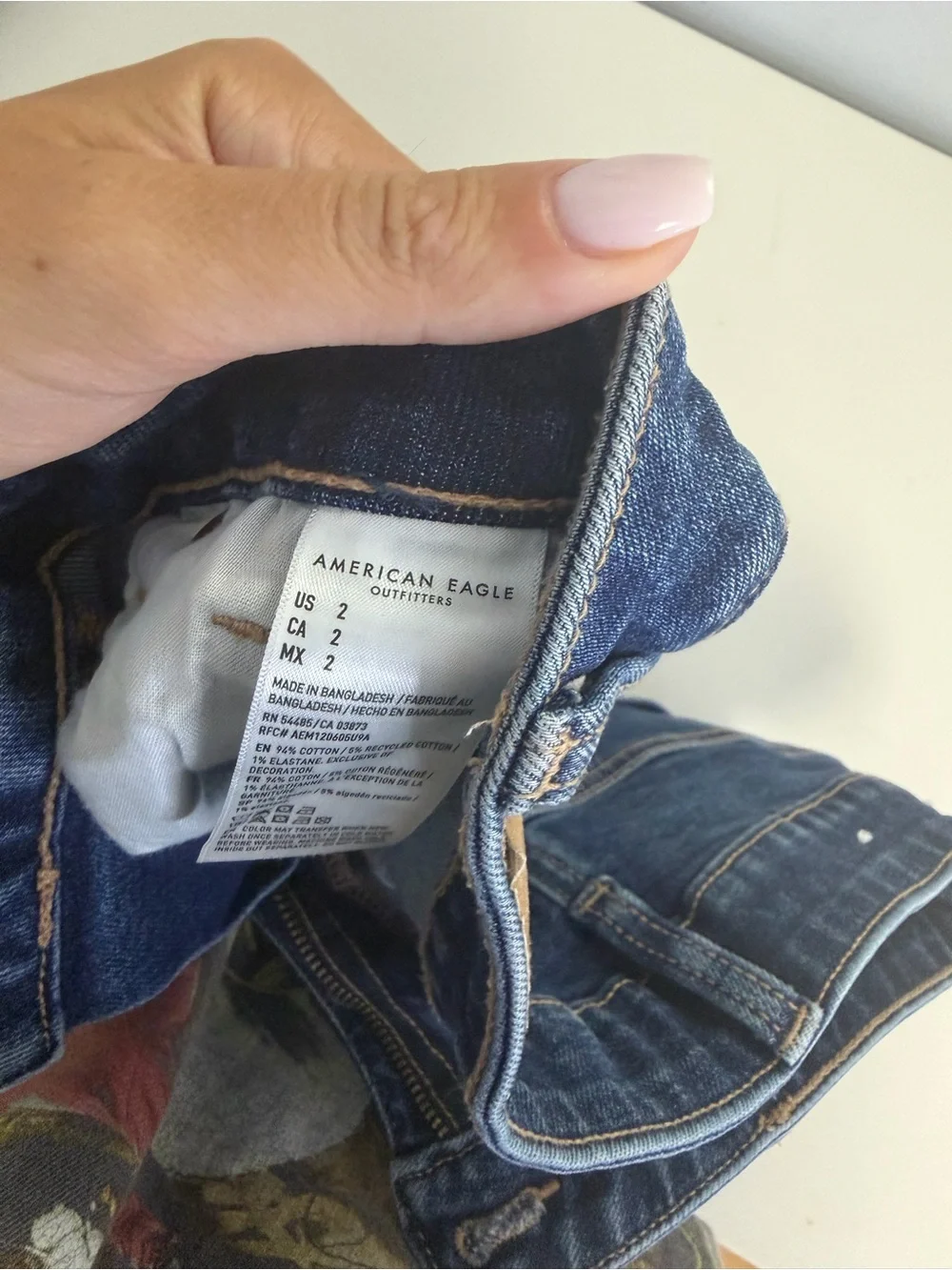 American Eagle Outfitters Dark Blue Rolled-Hem Denim Shorts